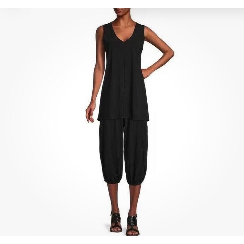 NWT Bryn Walker Vibo Tunic Sz XXS Black Sleeveless V-Neck Microfiber Jersey